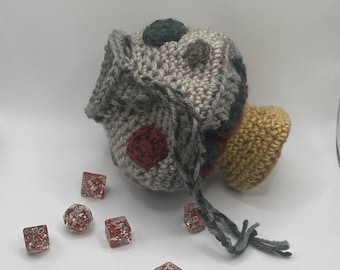 Bolsa com cordão de cogumelo (SOMENTE PADRÃO DE CROCHÊ)