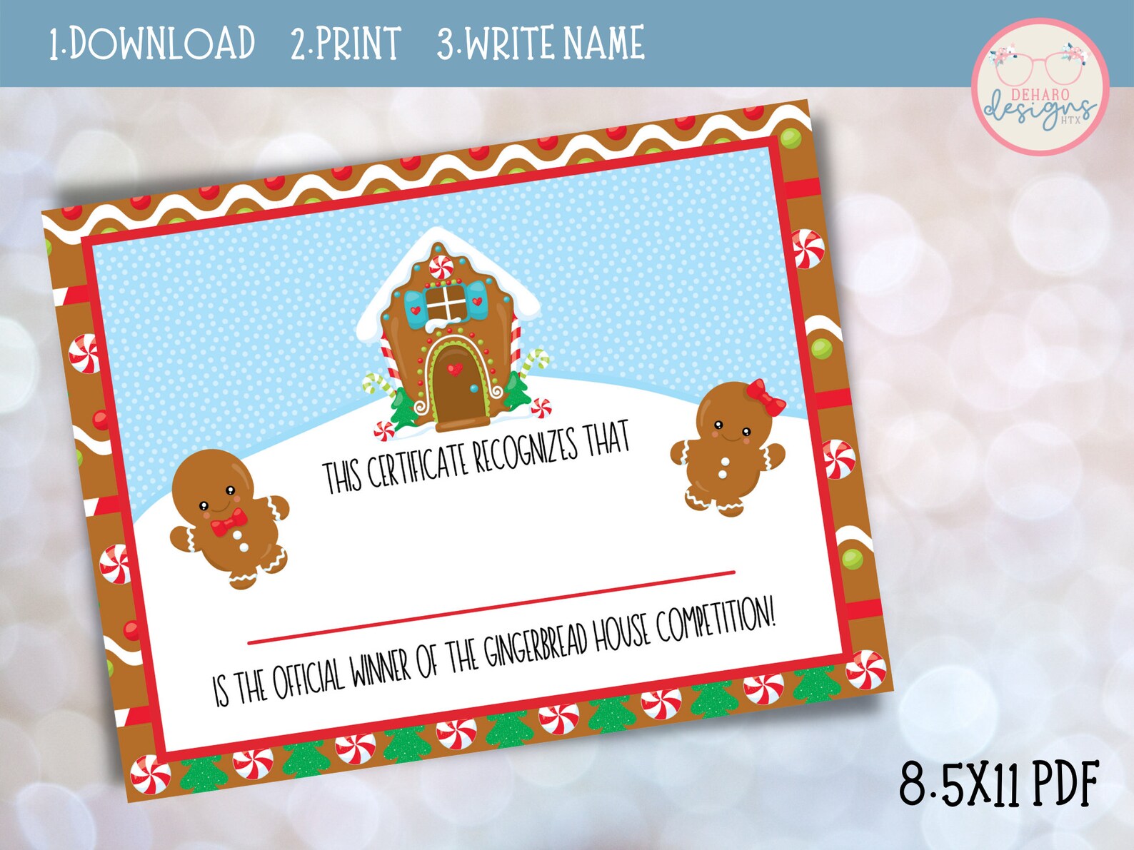 GINGERBREAD HOUSE COMPETITION Certificate &amp; Ballots Instant Digital ...