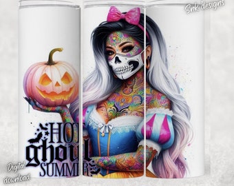 Halloween cute spooky season horror tumbler wrap, Sublimation design templates, straight png Digital download. 20oz sublimation tumbler wrap