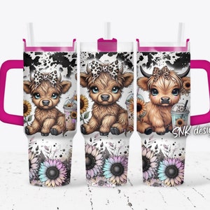 Baby highland cow 40oz Quencher wrap, Sublimation design templates, 40oz png Digital download. Clip art download, 40oz tumbler with handle