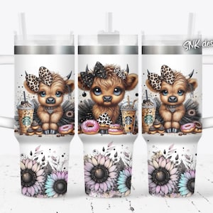 Baby highland cow 40oz Quencher wrap, Sublimation design templates, 40oz png Digital download. Clip art download, 40oz tumbler with handle