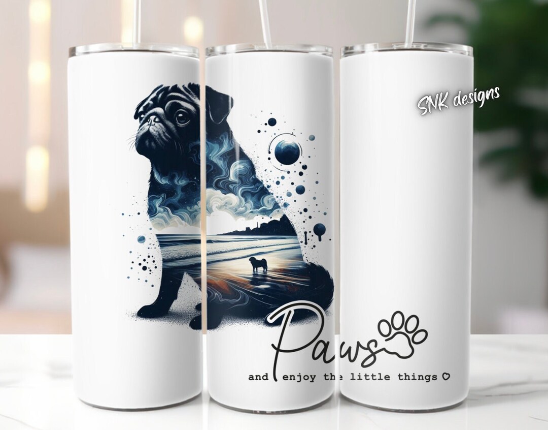 20oz Dog Tumbler Wrap Pug Tumbler Wrap Png, Sublimation Design ...