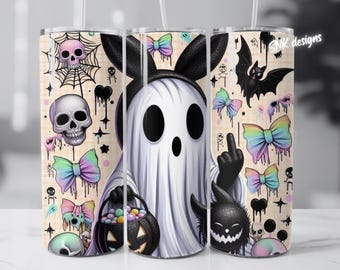 Halloween cute spooky season horror tumbler wrap, Sublimation design templates, straight png Digital download. 20oz sublimation tumbler wrap