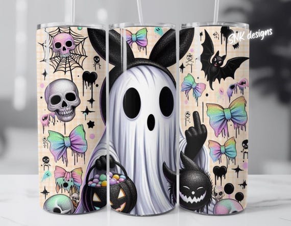 Halloween cute spooky season horror tumbler wrap, Sublimation design templates, straight png Digital download. 20oz sublimation tumbler wrap