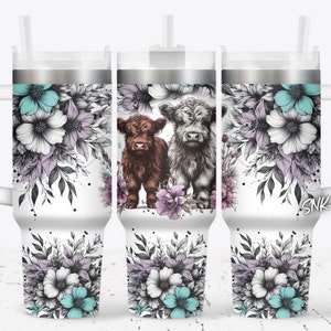 Baby highland cow 40oz Quencher wrap, Sublimation design templates, 40oz png Digital download. Clip art download, 40oz tumbler with handle