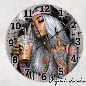 Clock design cute funny snarky sublimation clock png , Digital download, sublimation png, clock template , clock designs ,