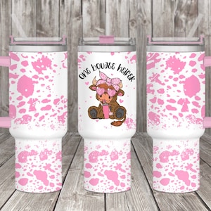 Baby highland cow Valentine 40oz wrap, Sublimation design templates, 40oz png Digital download. Clip art download, 40oz tumbler with handle