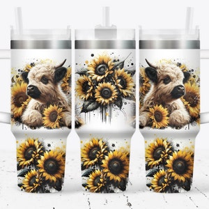 Baby highland cow 40oz wrap, Sublimation design templates, 40oz png Digital download. Clip art download, 40oz tumbler with handle