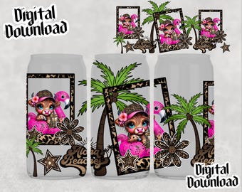 Summer cute cow 16oz png, funny snarky Summer skeleton Sublimation design templates, 16oz png Digital download. Clip art download, 16oz png