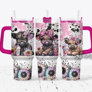 Baby highland cow 40oz Quencher wrap, Sublimation design templates, 40oz png Digital download. Clip art download, 40oz tumbler with handle