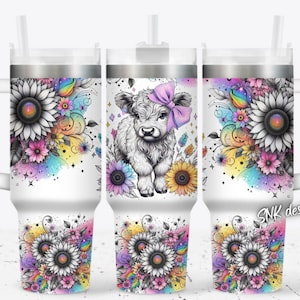 Baby highland cow 40oz Quencher wrap, Sublimation design templates, 40oz png Digital download. Clip art download, 40oz tumbler with handle