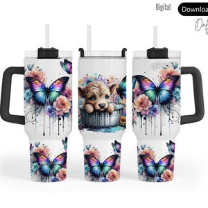 Baby highland cow 40oz wrap, Sublimation design templates, 40oz png Digital download. Clip art download, 40oz tumbler with handle