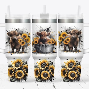 Baby highland cow in a tub 40oz wrap, Sublimation design templates, 40oz png Digital download. Clip art download, 40oz tumbler with handle