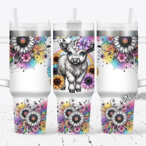 Baby highland cow 40oz Quencher wrap, Sublimation design templates, 40oz png Digital download. Clip art download, 40oz tumbler with handle