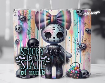 Halloween cute spooky season horror tumbler wrap, Sublimation design templates, straight png Digital download. 20oz sublimation tumbler wrap