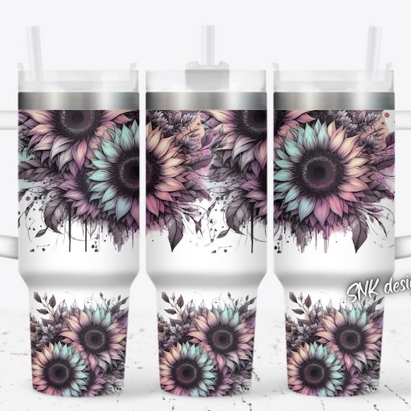 40oz floral tumbler wrap  , Sublimation design templates, 40oz png Digital download. Clip art download, tumbler with handle