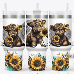 Baby highland cow 40oz Quencher wrap, Sublimation design templates, 40oz png Digital download. Clip art download, 40oz tumbler with handle