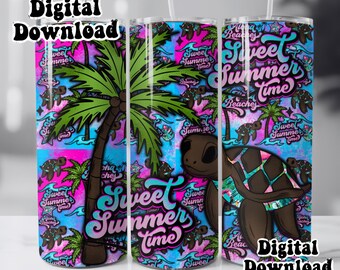 Summer cute animal 20oz tumbler wrap, snarky funny, Hot girl summer Sublimation design templates, straight png Digital download.
