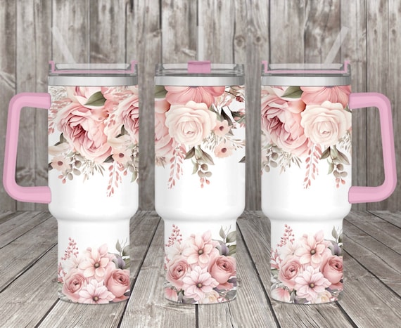 40oz tumbler wrap florals , Sublimation design templates, 40oz png Digital download. Clip art download, 40oz tumbler with handle