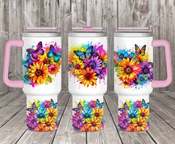 40oz tumbler wraps sunflowers , Sublimation design templates, 40oz png Digital download. Clip art download, 40oz tumbler with handle