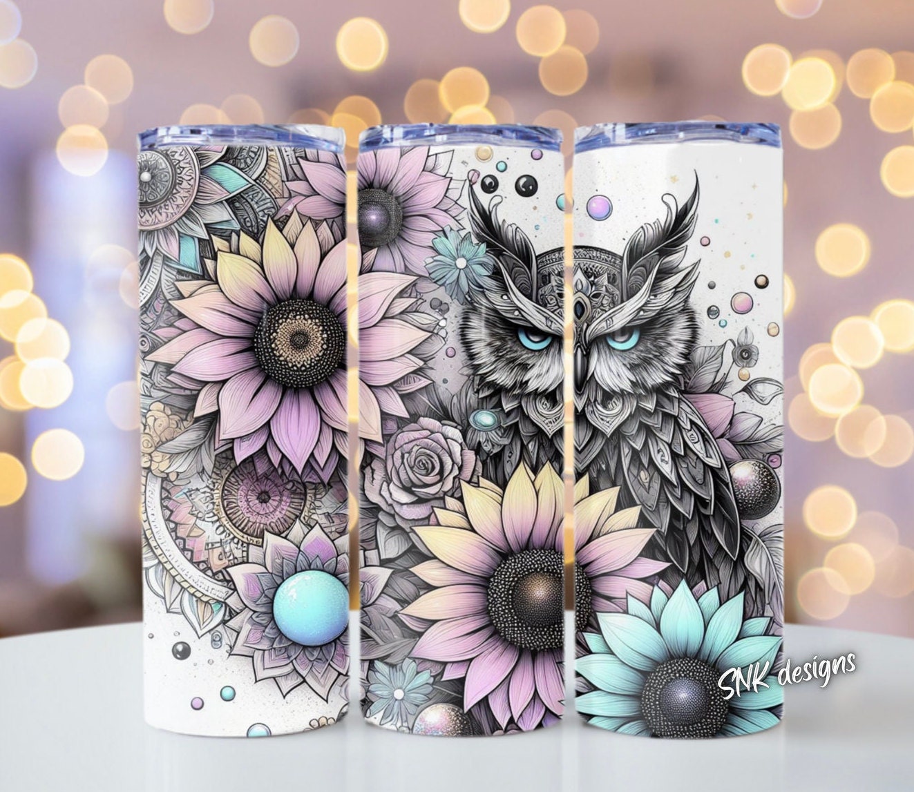 Owl tumbler wrap, Sublimation design templates, straight png Digital download. skull tumbler