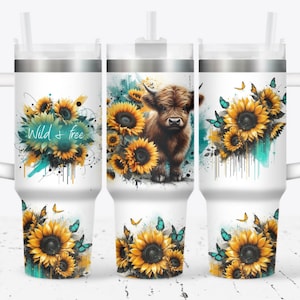 Baby highland cow 40oz wrap, Sublimation design templates, 40oz png Digital download. Clip art download, 40oz tumbler with handle