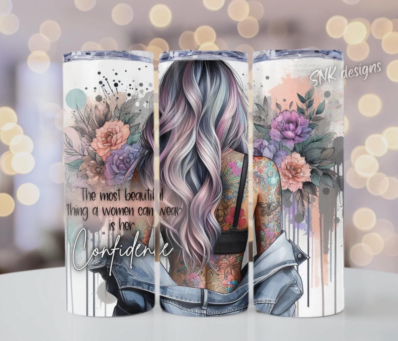 Badass  daily affirmations self love 20oz tumbler wrap, Sublimation design templates, straight png Digital download. Girl tumbler