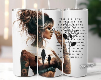 20oz tumblerwrap med dagliga affirmationer för självkärlek för mors dag, sublimeringsmallar, digital nedladdning i rak png.
