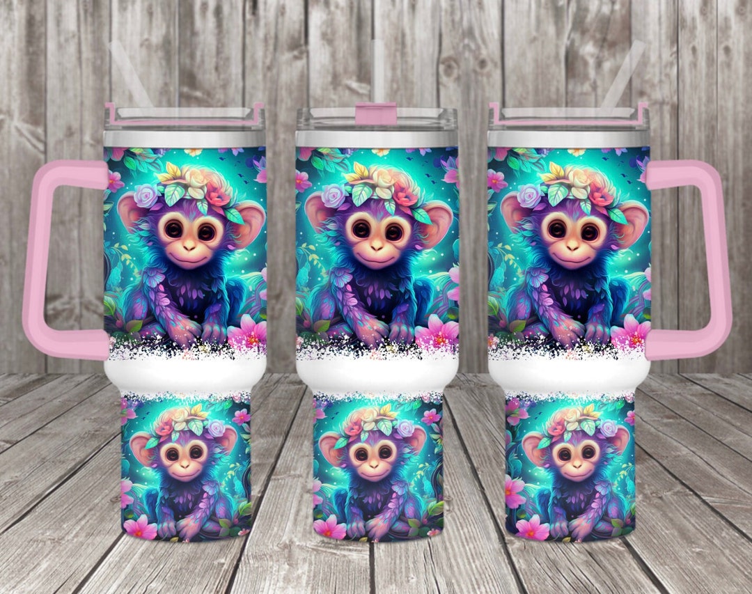 Cute Baby Monkey 40oz Quencher Wrap, Sublimation Design Templates, 40oz ...