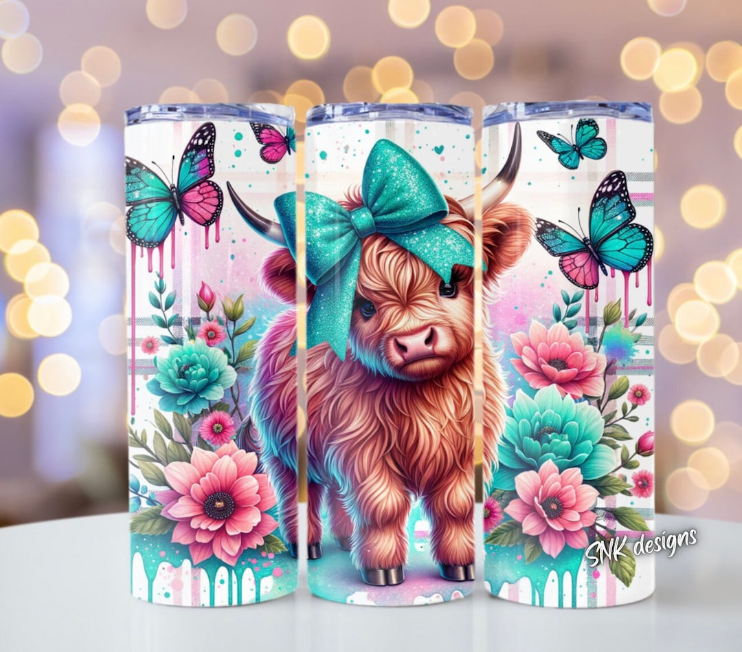 Highland Cow Tumbler Wrap, Sublimation Design Templates, Straight Png ...
