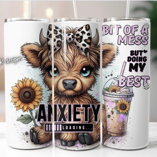 Highland cow western sunflower tumbler wrap, Sublimation design templates, straight png Digital download. 20oz tumbler wrap