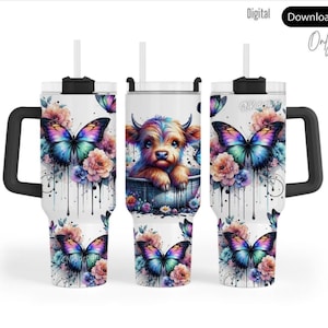 Baby highland cow 40oz wrap, Sublimation design templates, 40oz png Digital download. Clip art download, 40oz tumbler with handle