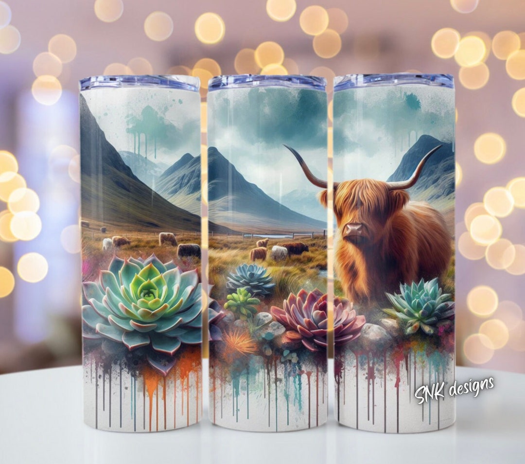 Highland Cow Western Sunflower Tumbler Wrap, Sublimation Design ...