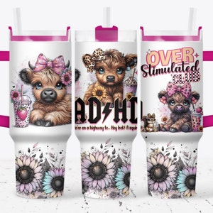 Baby highland cow 40oz Quencher wrap, Sublimation design templates, 40oz png Digital download. Clip art download, 40oz tumbler with handle