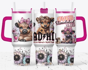 Baby highland cow 40oz Quencher wrap, Sublimation design templates, 40oz png Digital download. Clip art download, 40oz tumbler with handle