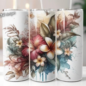 Flower florals tumbler wrap, Sublimation design templates, straight png Digital download. 20oz tumbler wrap florals , flowers, beach , ocean