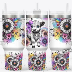 Baby highland cow 40oz Quencher wrap, Sublimation design templates, 40oz png Digital download. Clip art download, 40oz tumbler with handle