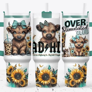 Baby highland cow 40oz Quencher wrap, Sublimation design templates, 40oz png Digital download. Clip art download, 40oz tumbler with handle