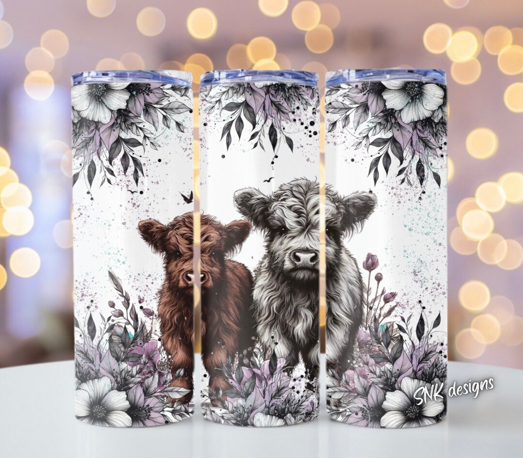 Highland Cow Western Sunflower Tumbler Wrap, Sublimation Design ...