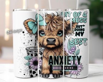 Highland cow western sunflower tumbler wrap, Sublimation design templates, straight png Digital download. 20oz tumbler wrap