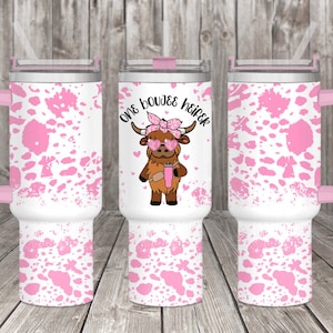 Baby highland cow Valentine 40oz wrap, Sublimation design templates, 40oz png Digital download. Clip art download, 40oz tumbler with handle