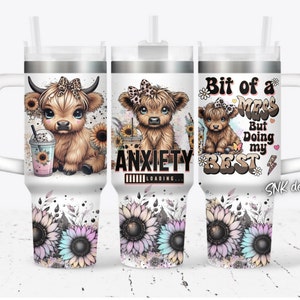 Baby highland cow 40oz Quencher wrap, Sublimation design templates, 40oz png Digital download. Clip art download, 40oz tumbler with handle