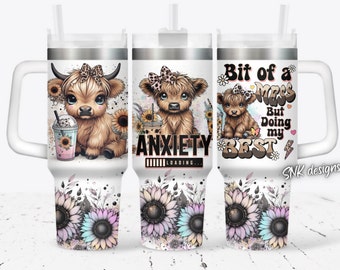 Baby highland cow 40oz Quencher wrap, Sublimation design templates, 40oz png Digital download. Clip art download, 40oz tumbler with handle