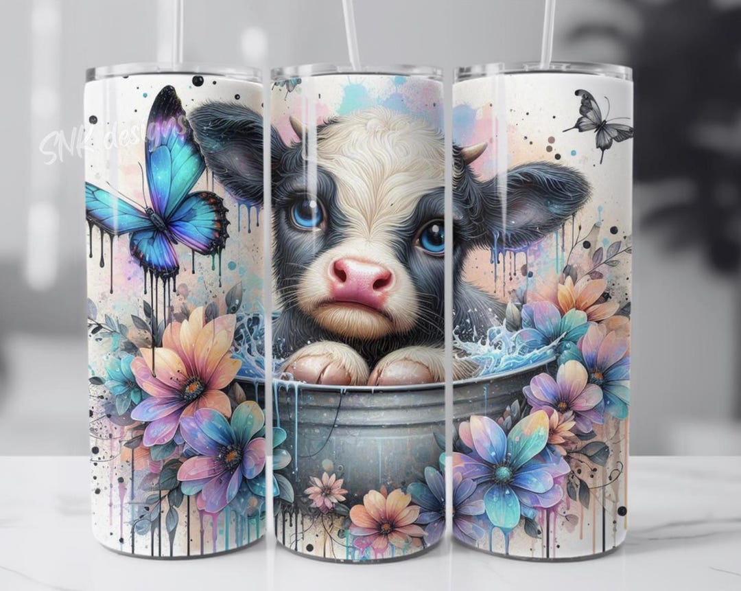 Highland Cow Western Sunflower Tumbler Wrap, Sublimation Design ...
