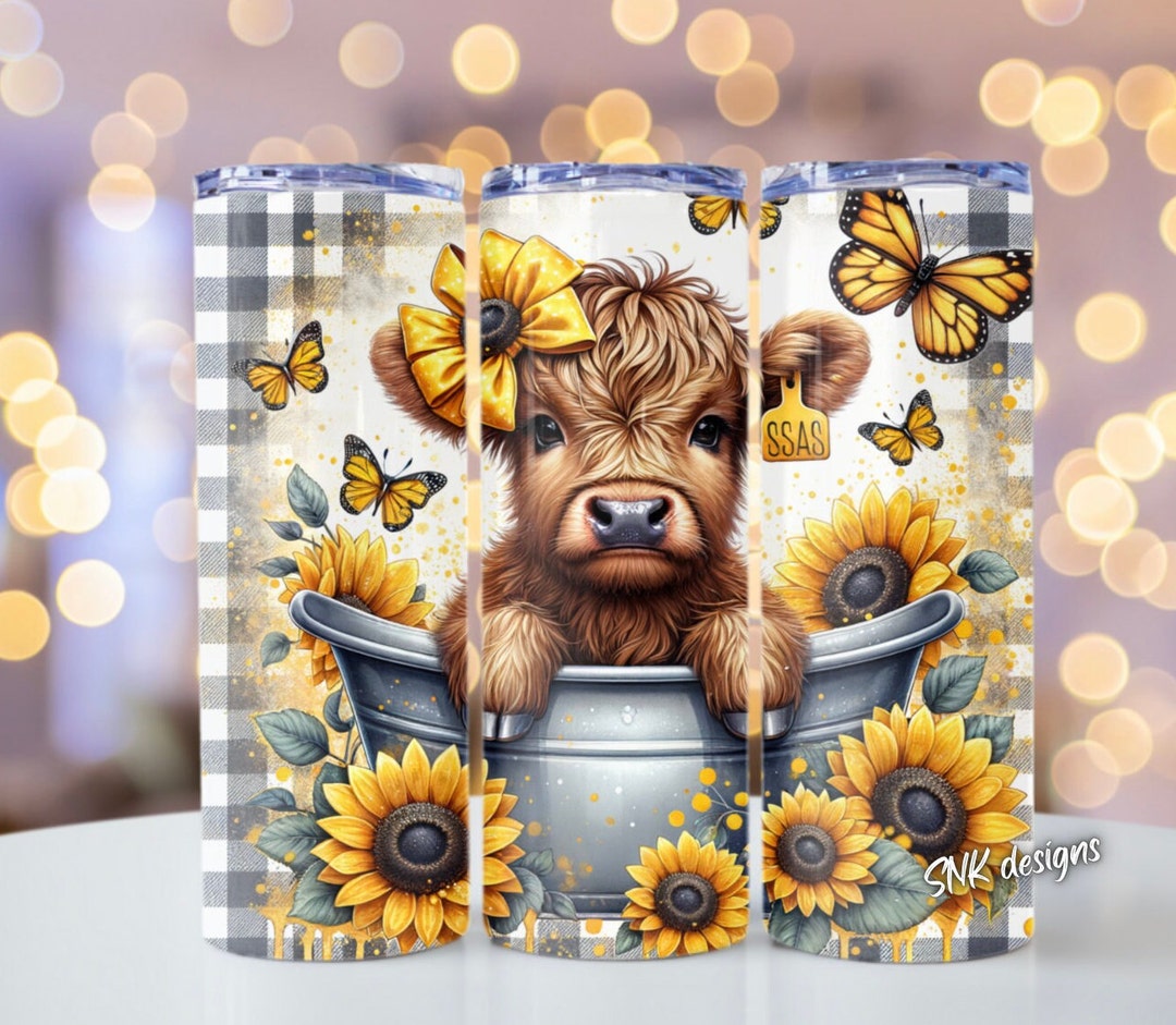 Highland Cow Tumbler Wrap, Sublimation Design Templates, Straight Png ...