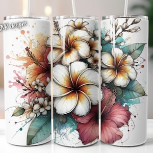 Flower florals tumbler wrap, Sublimation design templates, straight png Digital download. 20oz tumbler wrap florals , flowers, beach , ocean
