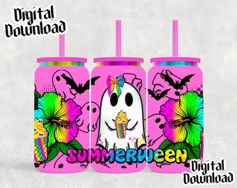 Summerween 16oz png, funny snarky Summer skeleton Sublimation design templates, 16oz png Digital download. Clip art download, 16oz beer can