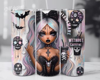 Halloween cute spooky season horror tumbler wrap, Sublimation design templates, straight png Digital download. 20oz sublimation tumbler wrap