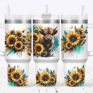 Baby highland cow 40oz wrap, Sublimation design templates, 40oz png Digital download. Clip art download, 40oz tumbler with handle