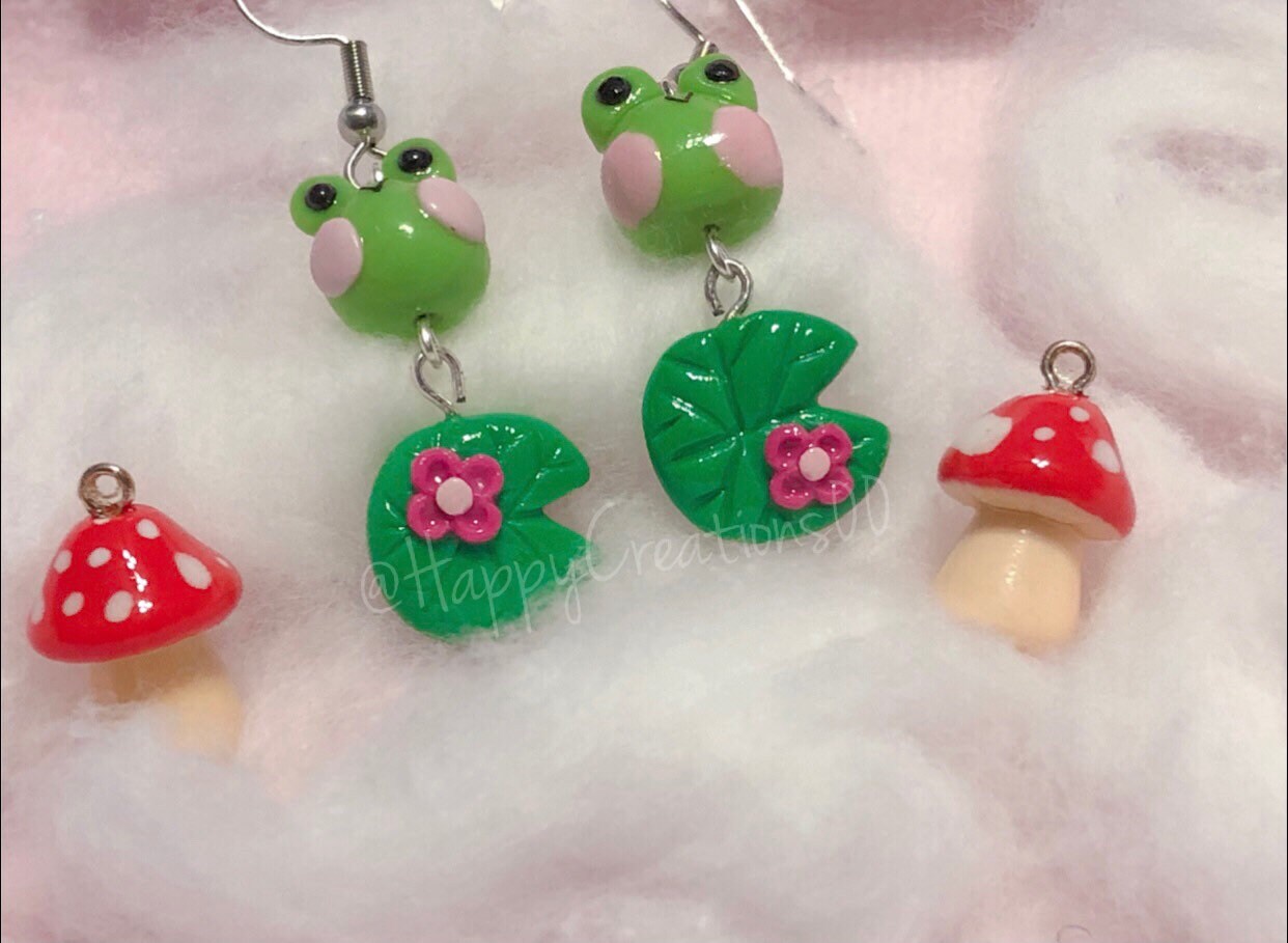 Polymer clay frog earrings Etsy